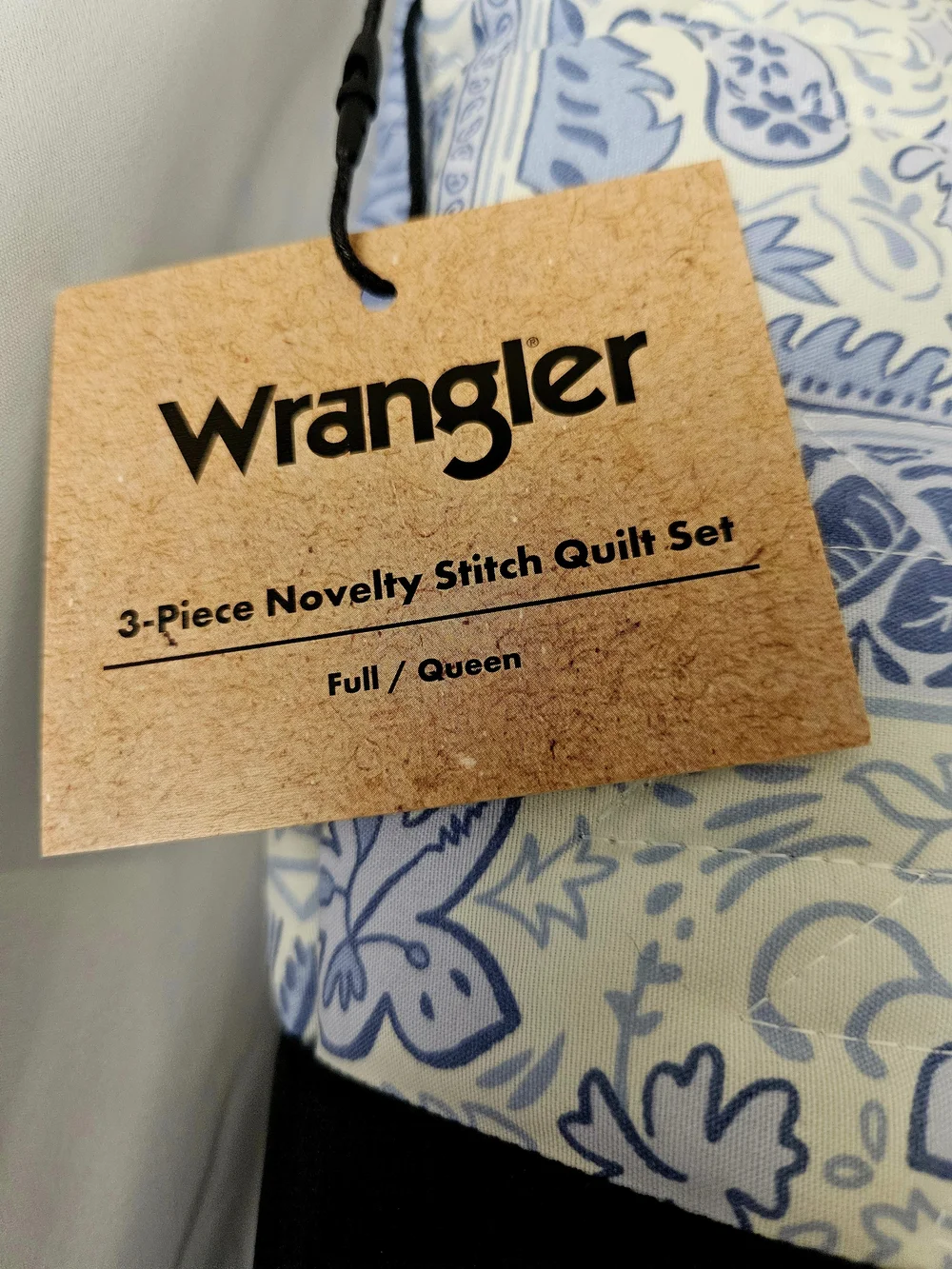 Wrangler 3-Piece Full/Queen Quilt Set | NWT | Reversible Blue Patchwork